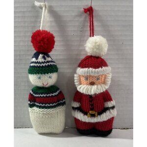 1985 Graphics International Knitted Santa & Snowman Set Of 2 Christmas Decor​​